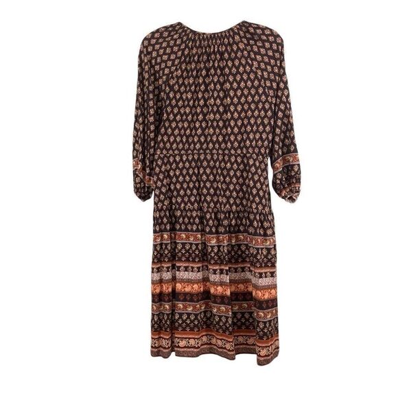 Old Navy 3X Long Sleeve Tiered Poet Midi Dress Brown Pockets Cottagecore Prairie - Picture 6 of 7